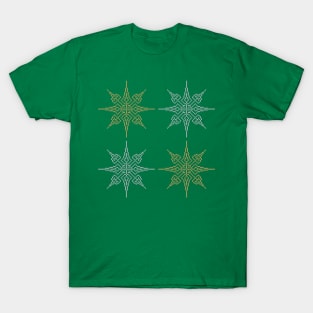 Pixel Snowflake Pattern Style 1 in Silver and Gold T-Shirt